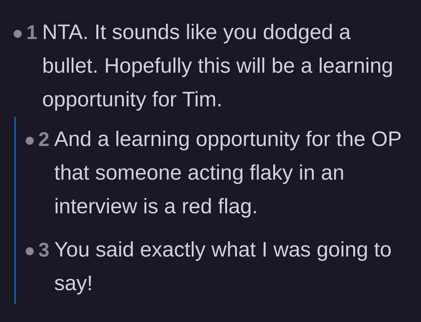 Comment thread 4 - Readers agree this was a dodged bullet and a valuable lesson for the new manager about hiring out of desperation.