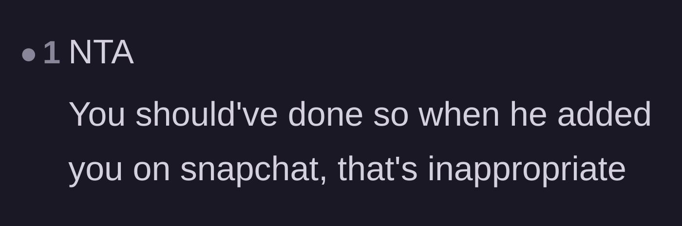 Comment thread 5 - A commenter states the Snapchat friend request alone was grounds for immediate termination.