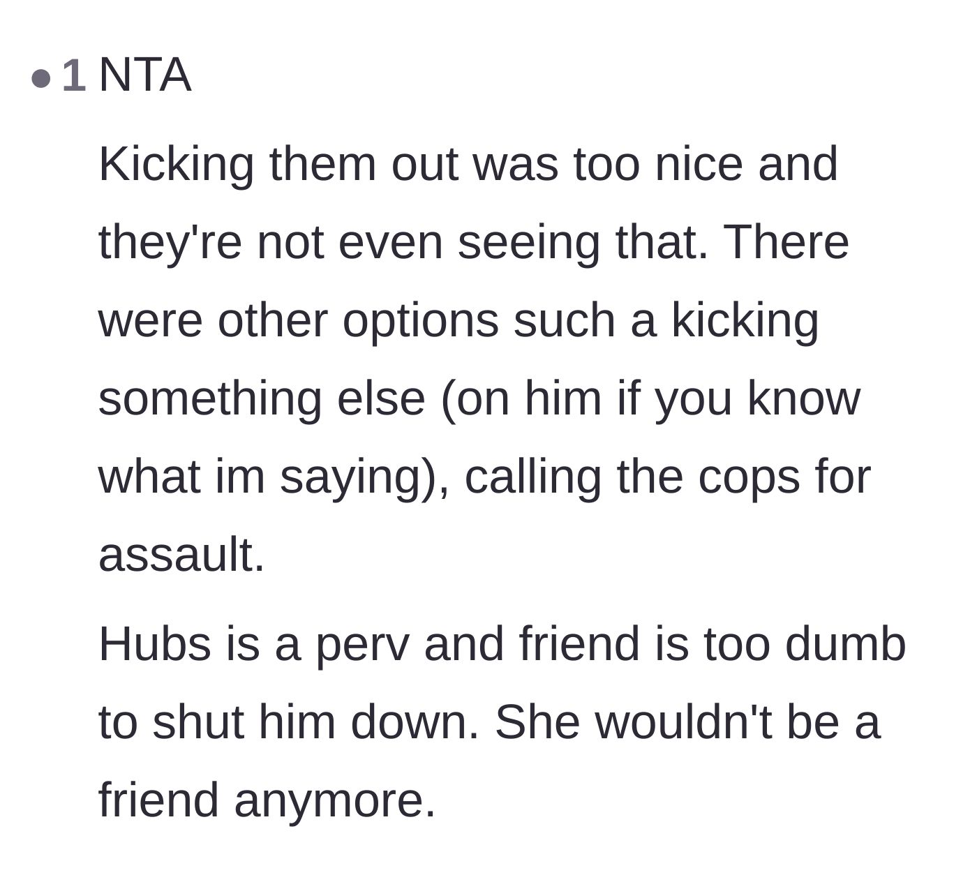 Comment thread 3 - A commenter suggesting that eviction was too kind and advocating for police involvement.