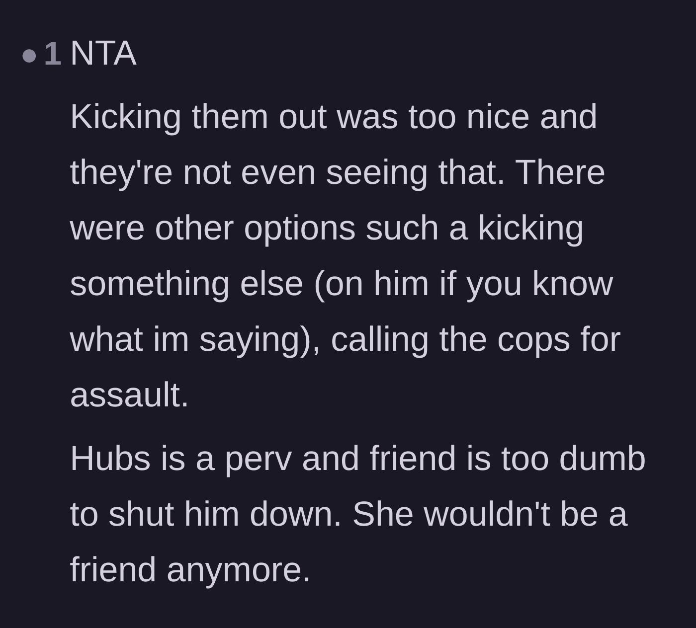Comment thread 3 - A commenter suggesting that eviction was too kind and advocating for police involvement.
