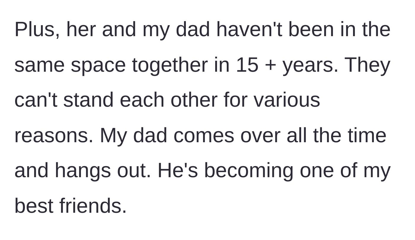 Story part 5 - The author mentions their close relationship with their father, who the mother despises.