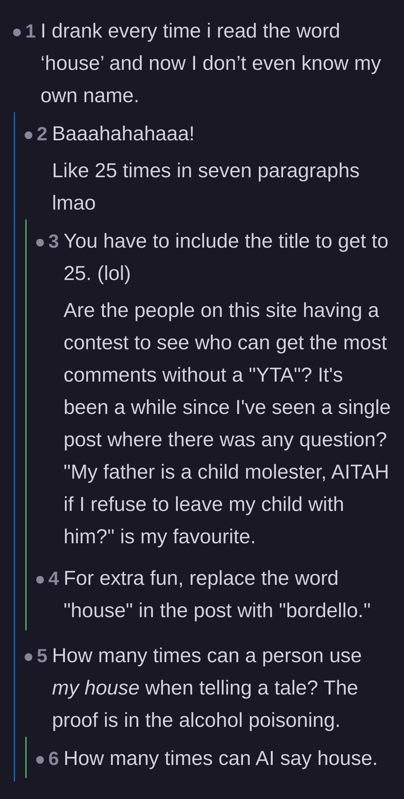 Comment thread 2 - Readers joking about turning the repetitive phrasing of the story into a drinking game.