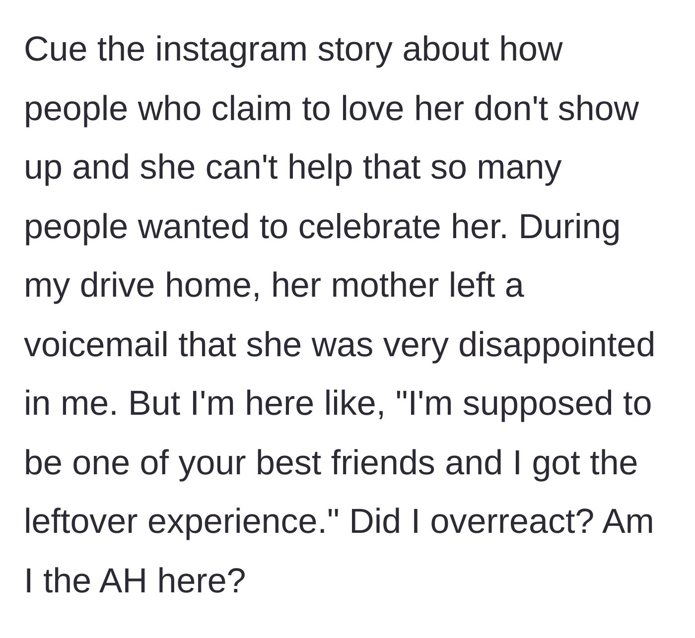 Story part 6 - The birthday girl vagueposting on Instagram and sending her mother to leave a scolding voicemail.