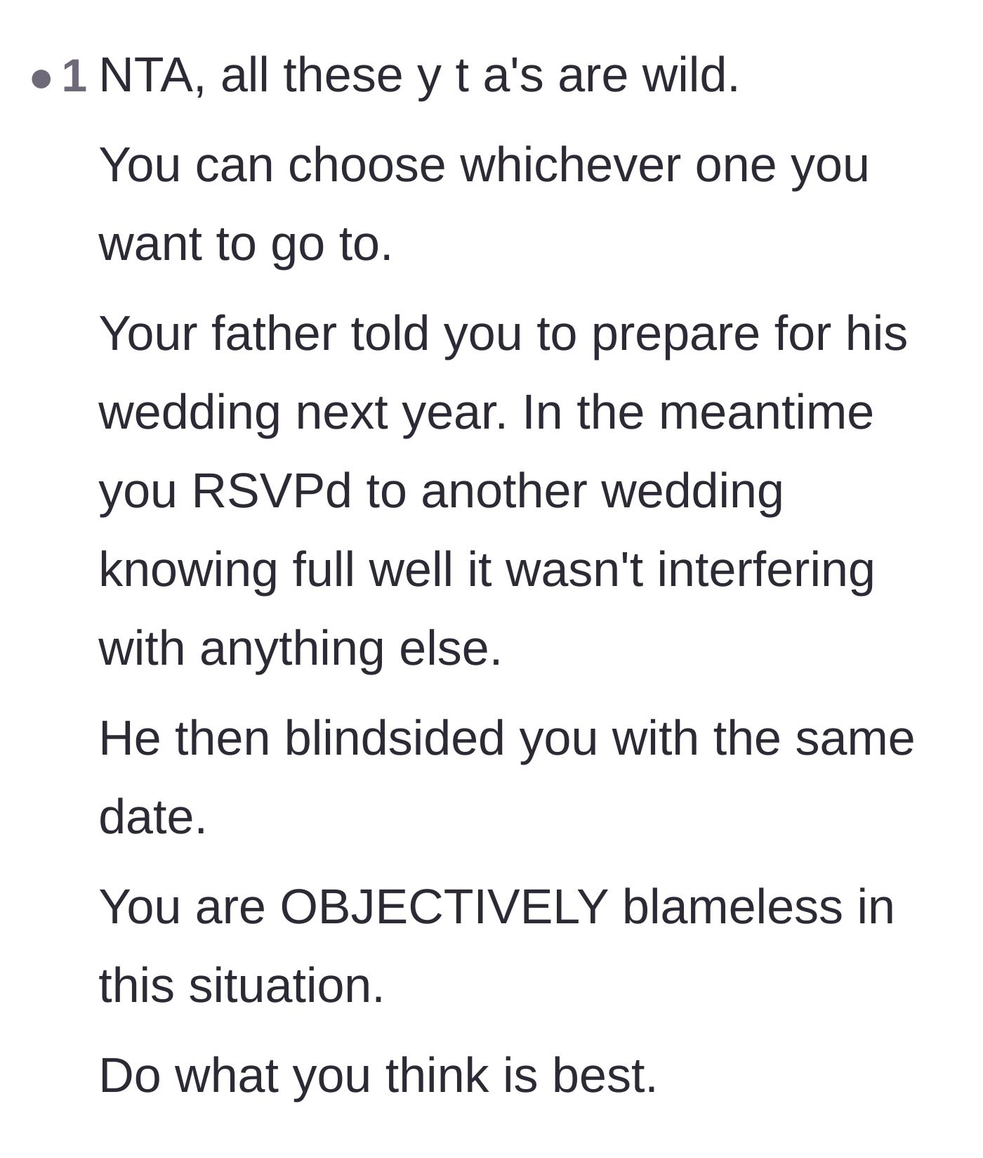 Comment thread 2 - A firm defense of the main character being totally blameless in the scheduling mix-up.