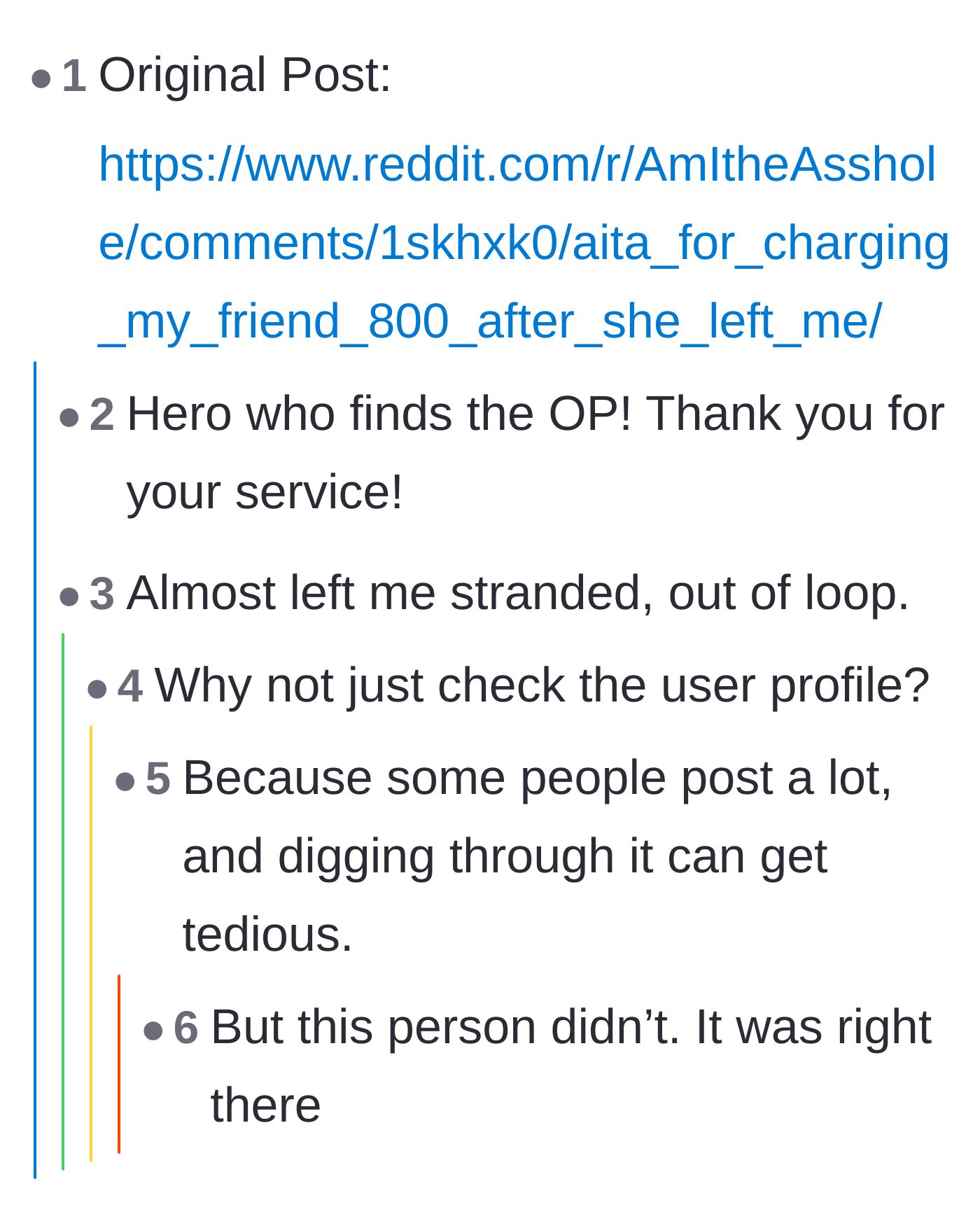 Comment thread 2 - Readers thanking each other for linking the original Reddit post for context.