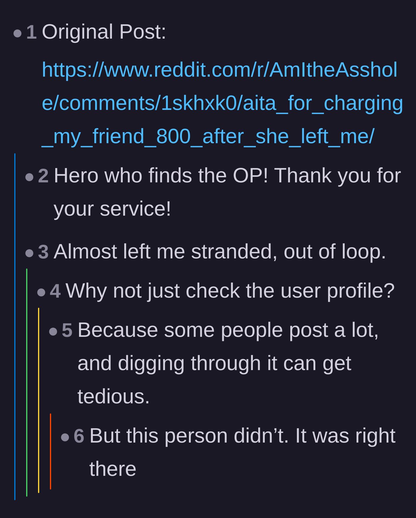Comment thread 2 - Readers thanking each other for linking the original Reddit post for context.