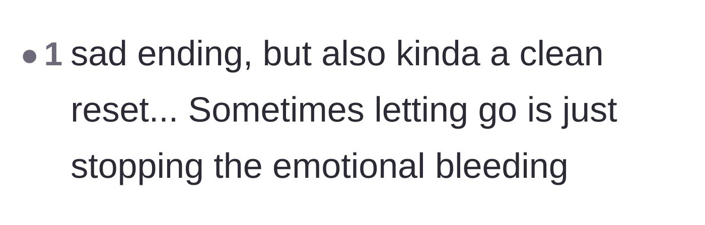Comment thread 3 - Noting that ending the friendship is like stopping emotional bleeding.