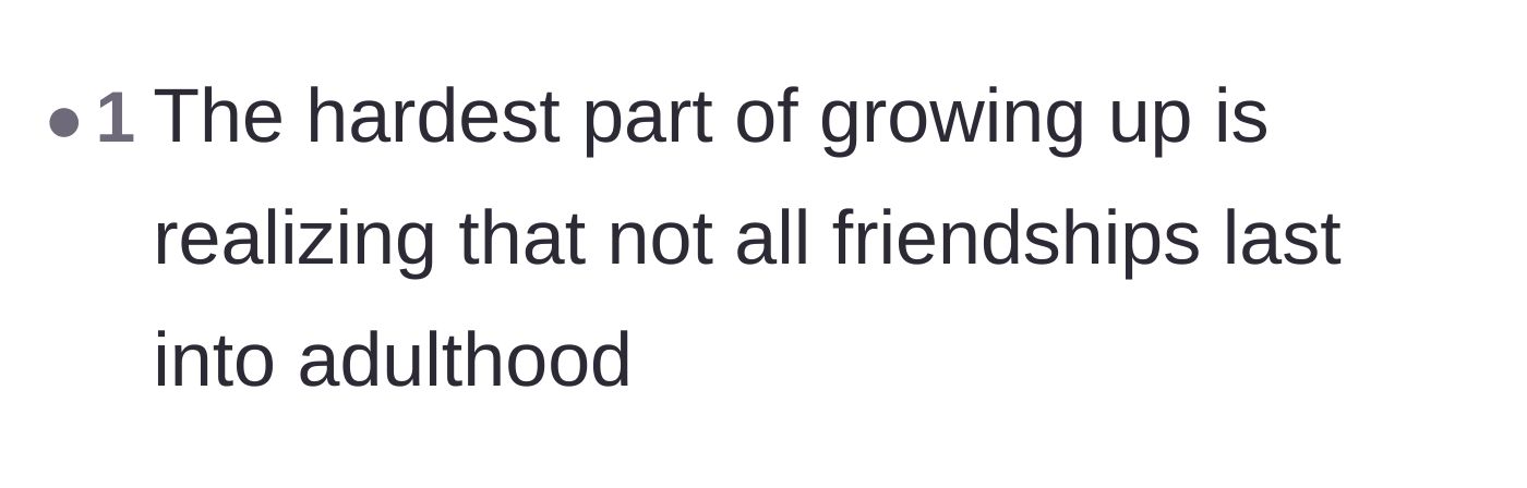 Comment thread 5 - Pointing out the painful reality that not all childhood friendships survive into adulthood.