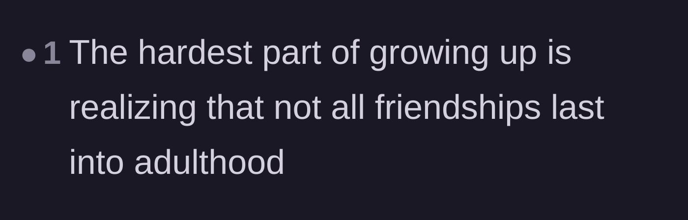 Comment thread 5 - Pointing out the painful reality that not all childhood friendships survive into adulthood.