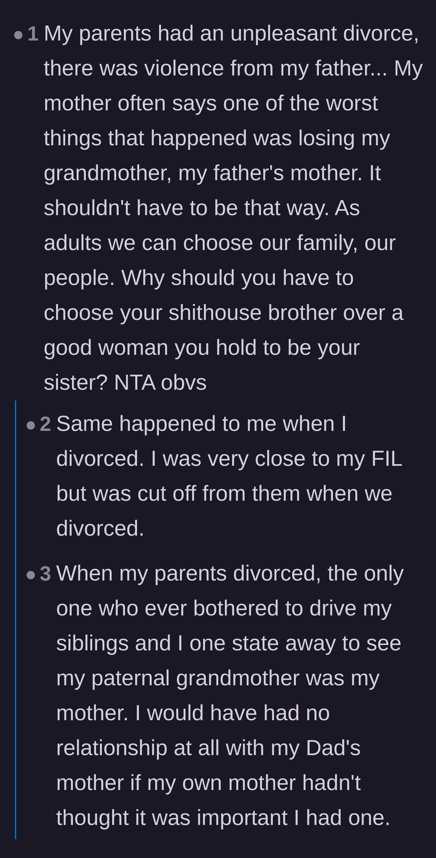 Comment thread 3 - Commenters share their own painful stories of losing beloved in-laws due to divorce.