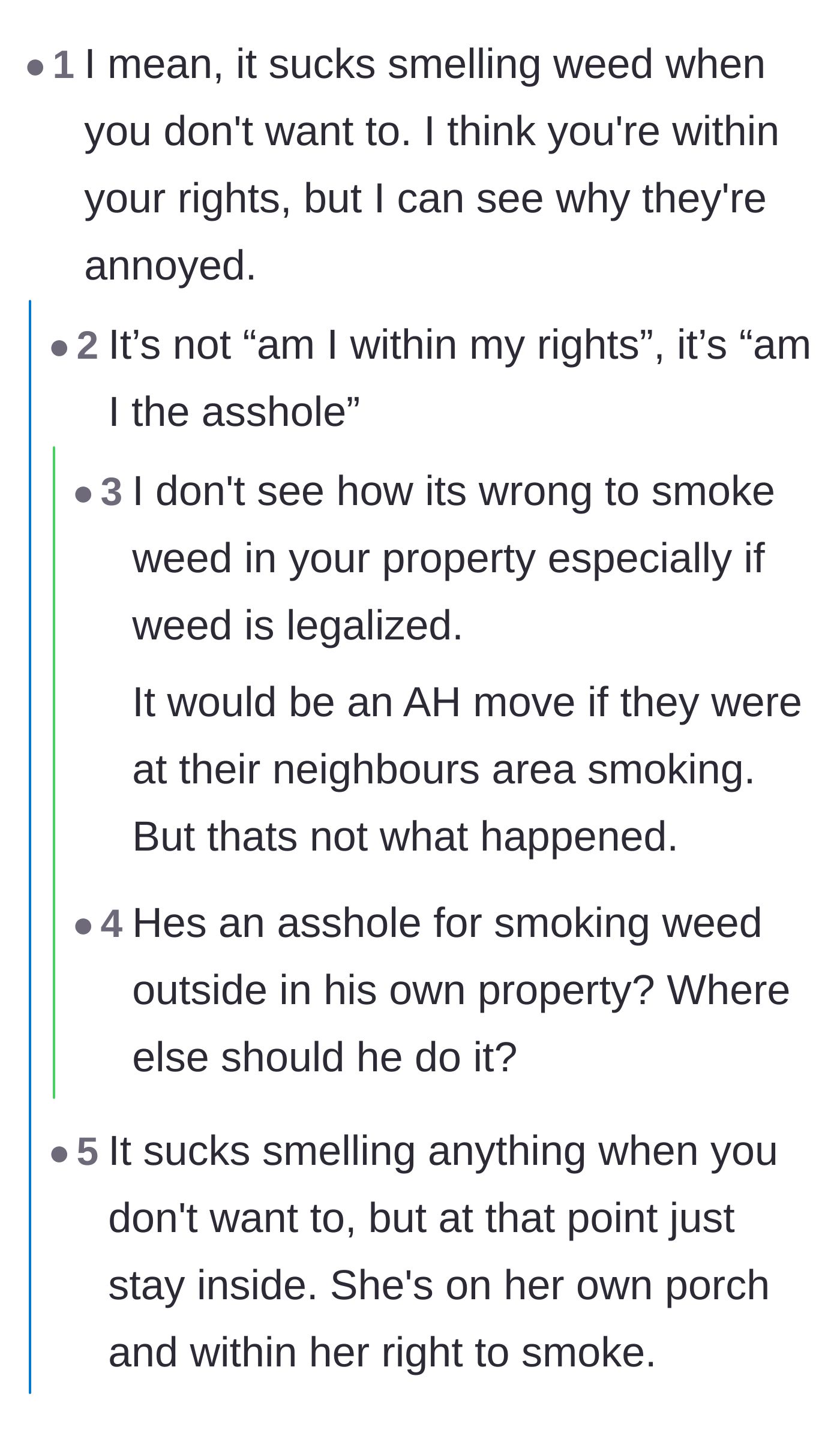 Comment thread 2 - A debate on whether being legally right means you are morally in the clear.