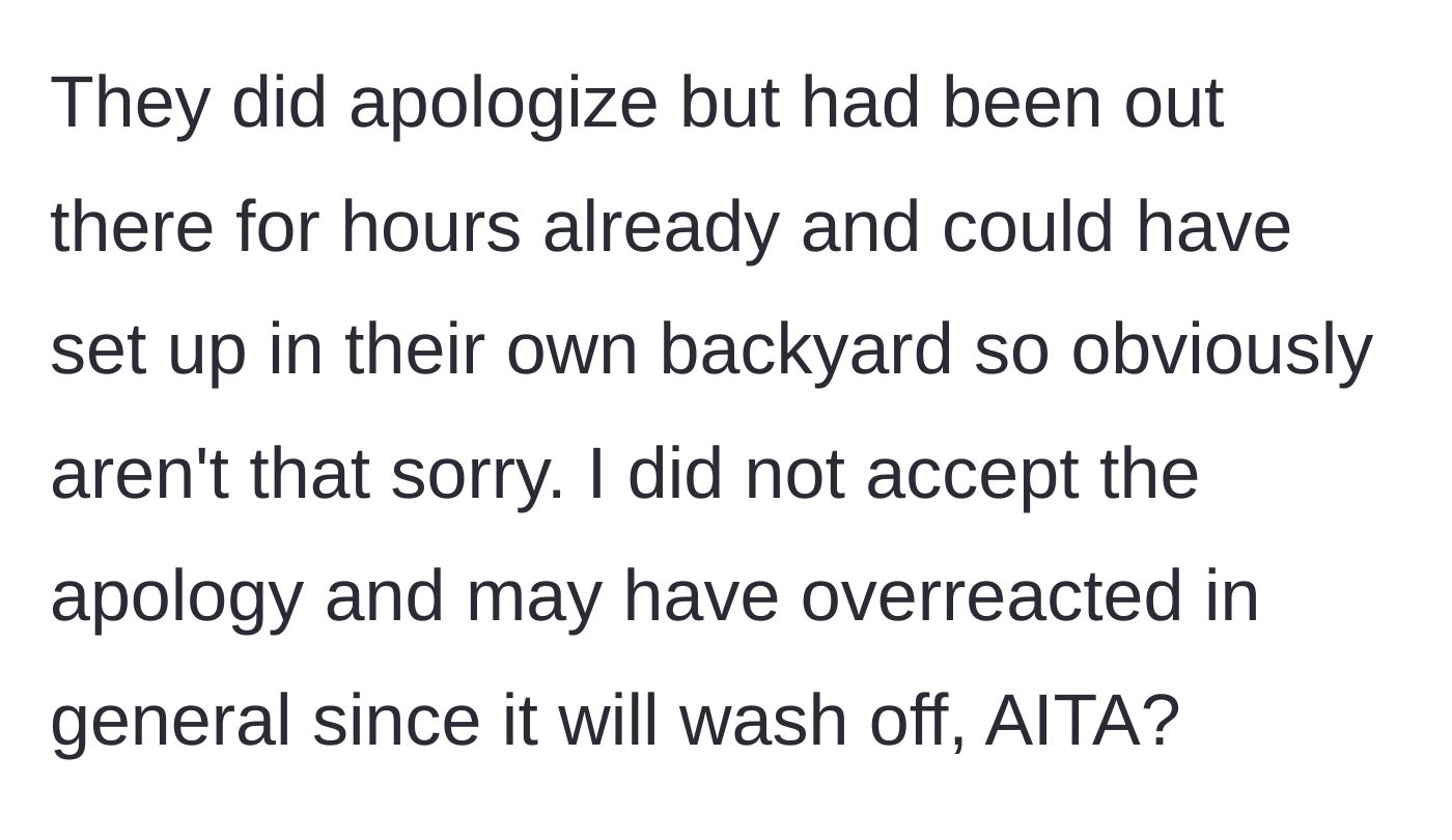 Story part 3 - The hollow apology, the refusal to accept it, and second-guessing the reaction.