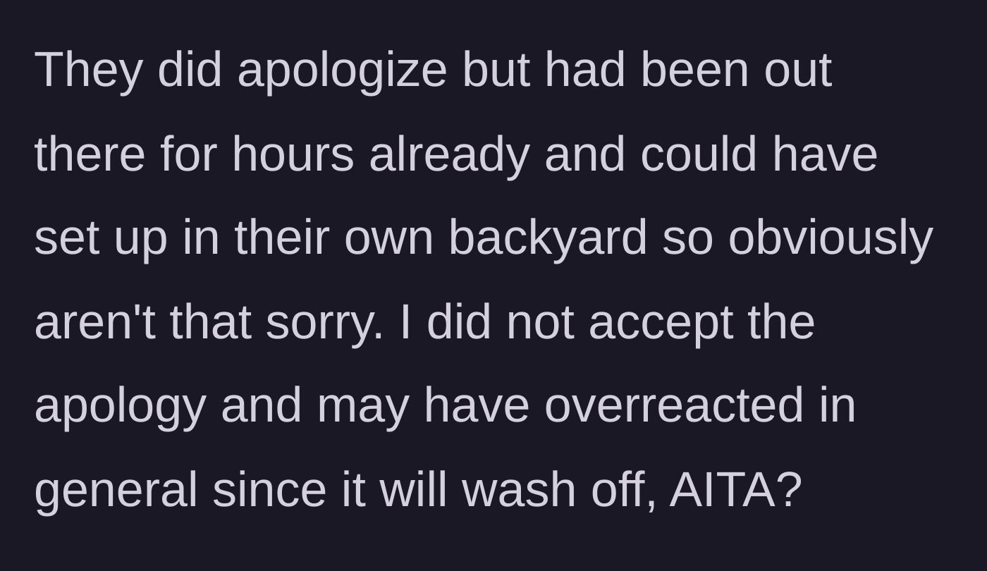 Story part 3 - The hollow apology, the refusal to accept it, and second-guessing the reaction.