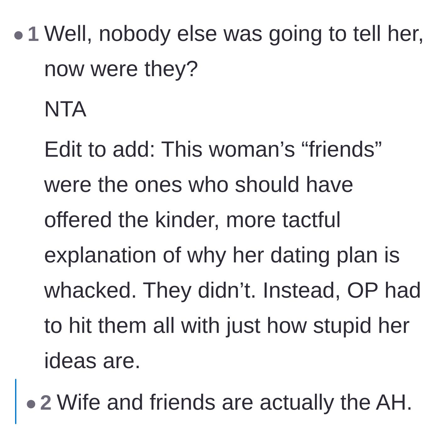 Comment thread 4 - A nuanced conversation about neurodivergence, tact, and whether blunt honesty is sometimes more effective than gentle redirection.