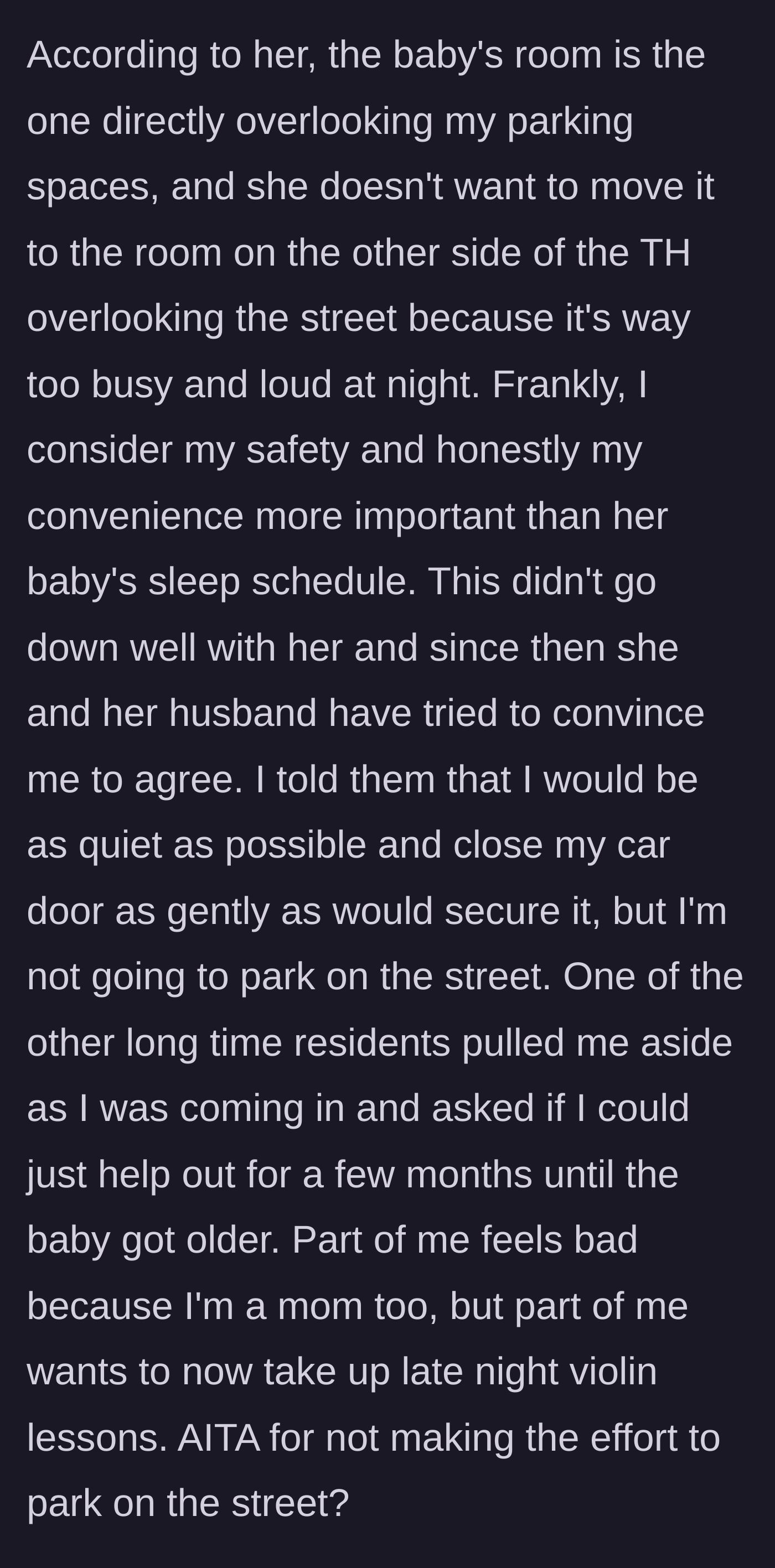 Story part 3 - The neighbor refuses to move the baby's room due to street noise, a bystander chimes in to pressure the worker, and the worker holds her firm boundary.