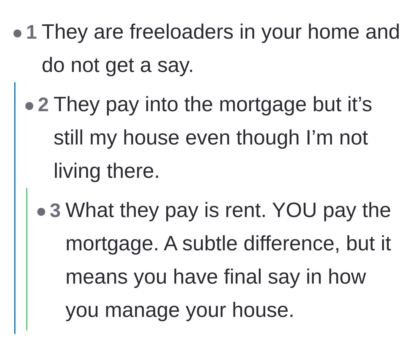 Comment thread 4 - Clarifying the difference between paying rent and actually owning the mortgage.
