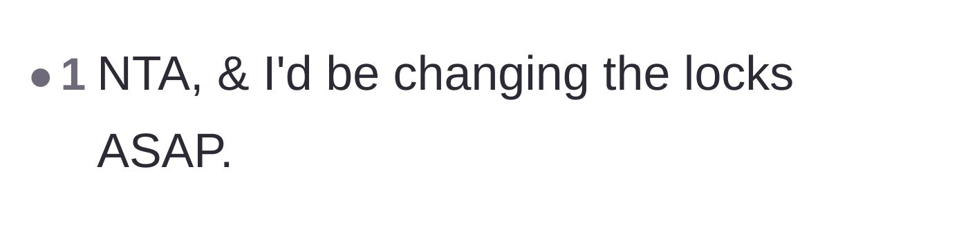 Comment thread 6 - A short, direct call to change the apartment locks immediately.