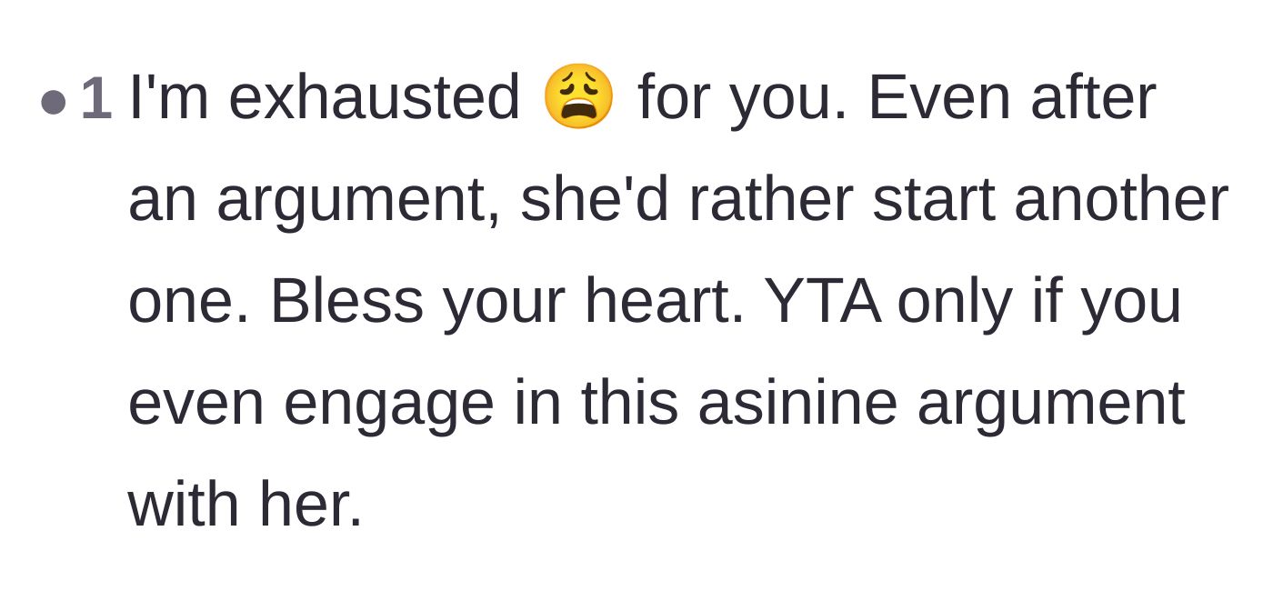 Comment thread 3 - A reader expressing exhaustion at the girlfriend's obvious attempt to pick another fight.