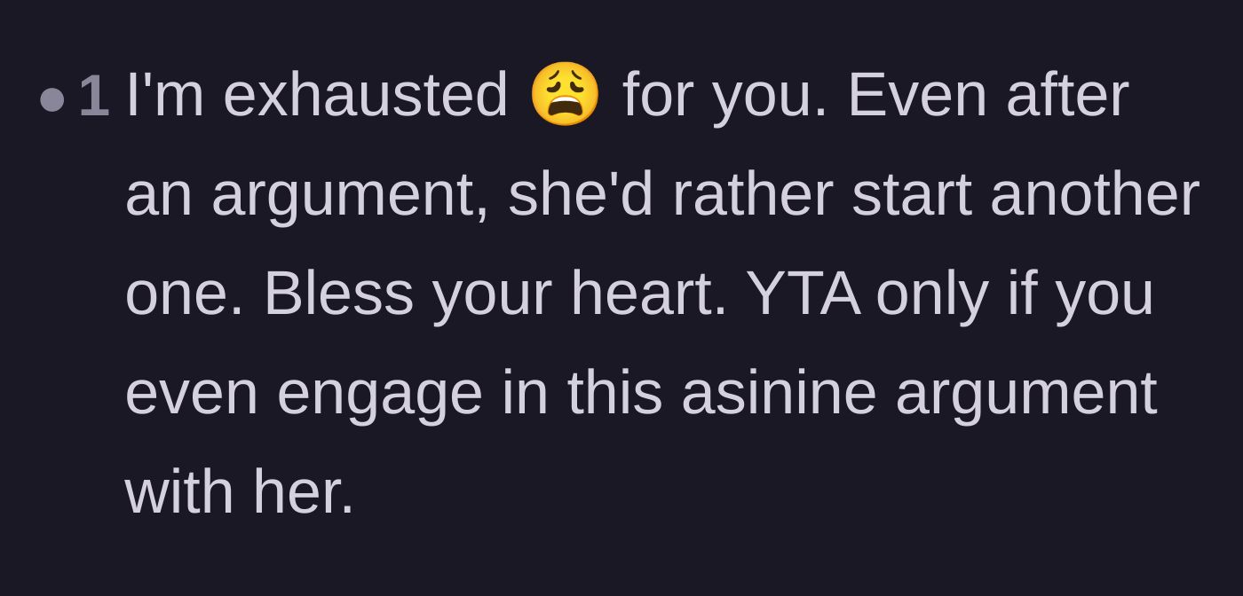 Comment thread 3 - A reader expressing exhaustion at the girlfriend's obvious attempt to pick another fight.