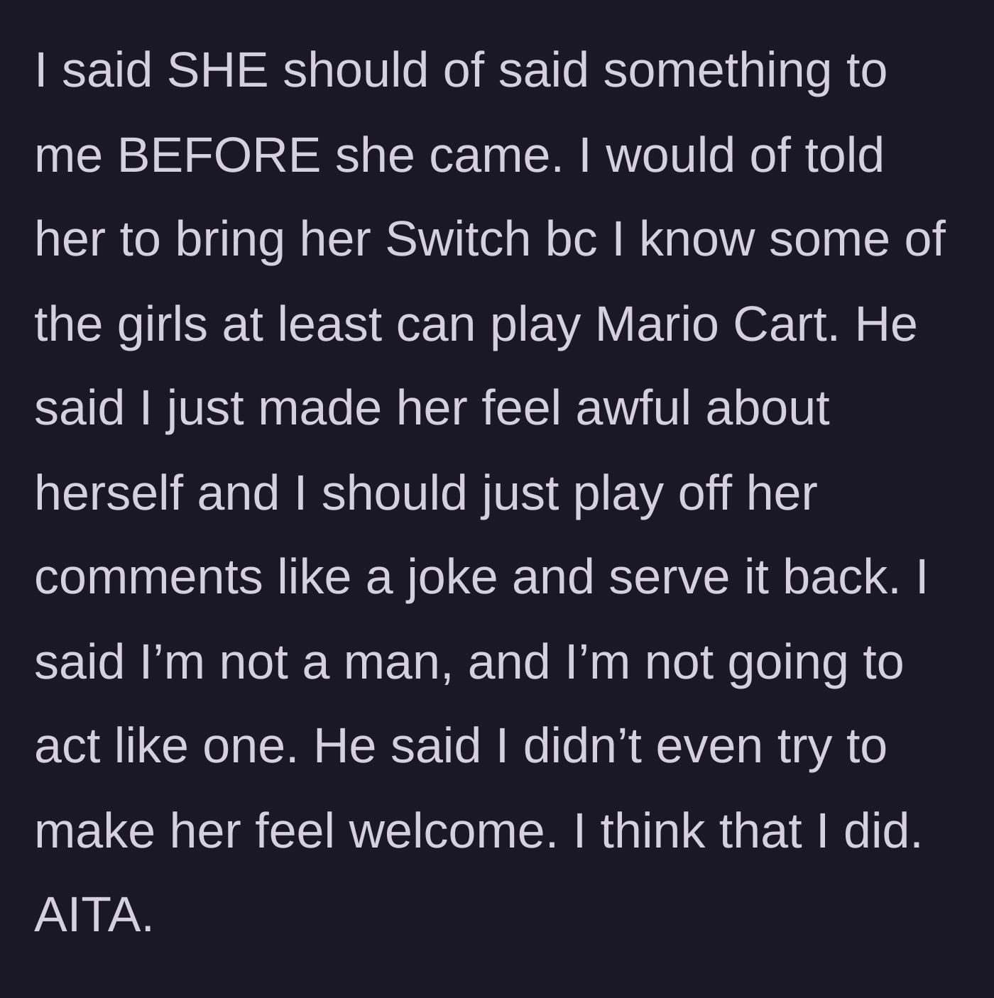 Story part 7 - The host refusing her brother's advice to trade insults and standing her ground.