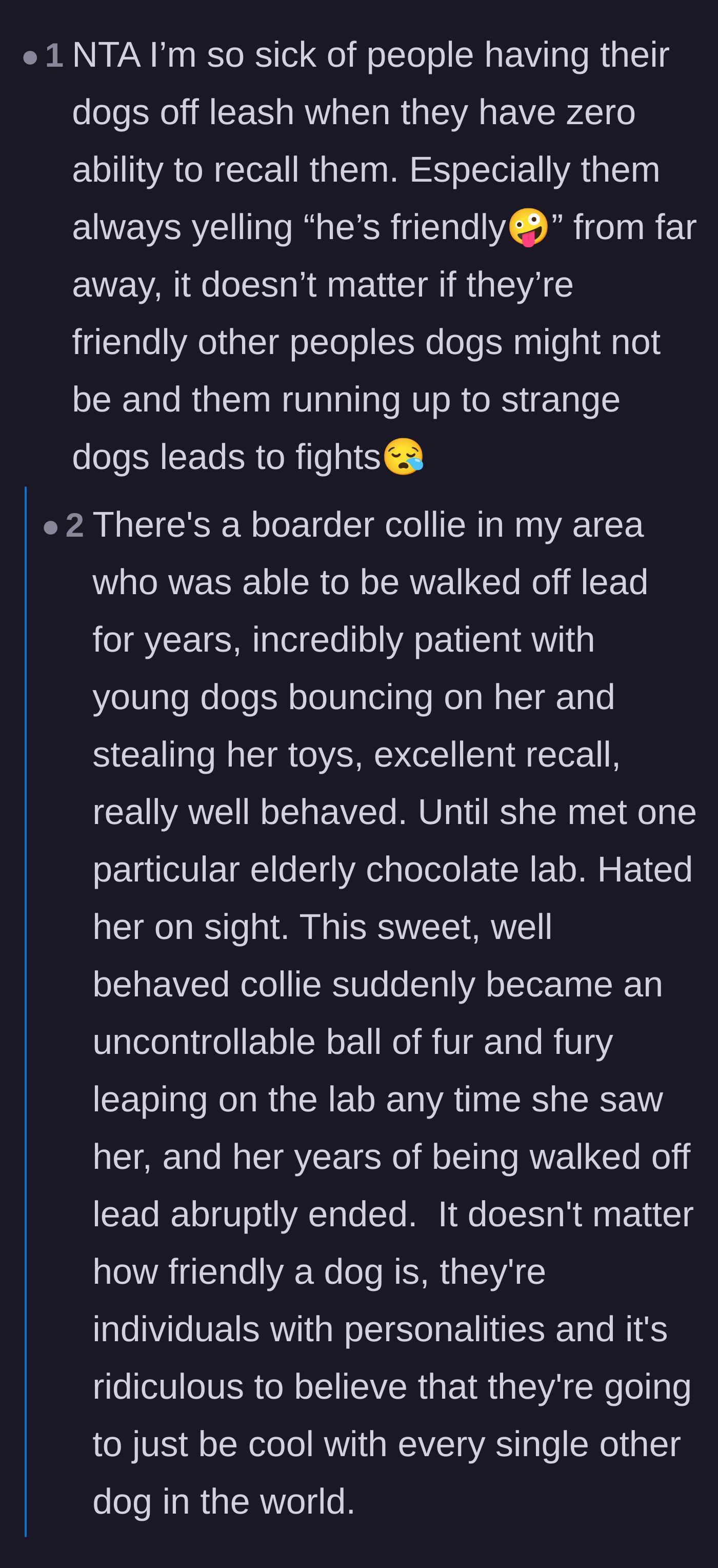 Comment thread 3 - Debunking the 'he's friendly' excuse and explaining that dogs have unpredictable personalities.
