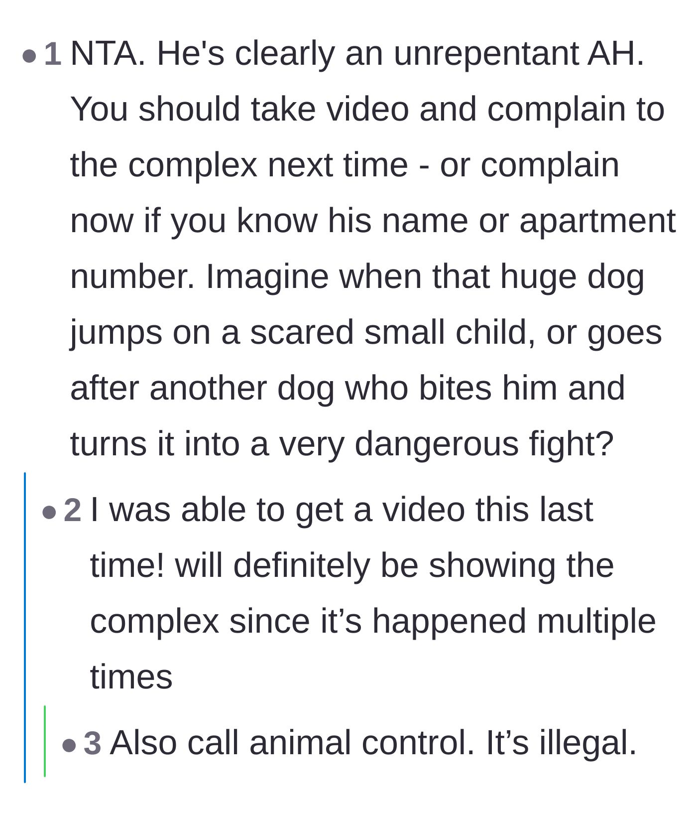 Comment thread 5 - Advice to record the incidents and report the owner to apartment management.