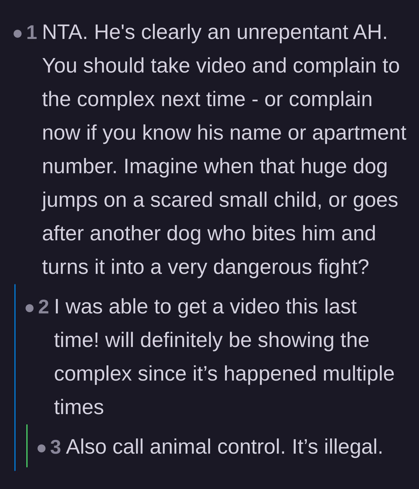 Comment thread 5 - Advice to record the incidents and report the owner to apartment management.