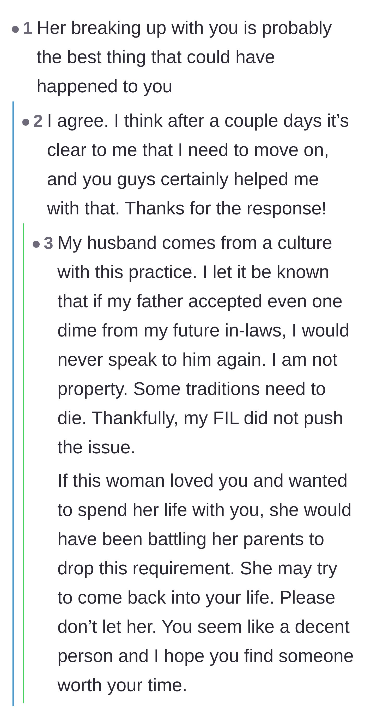 Comment thread 3 - A reader from a similar culture sharing how they protected their partner from this exact tradition
