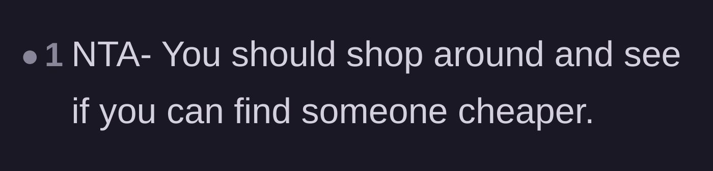 Comment thread 6 - A sarcastic joke about shopping around for a cheaper partner