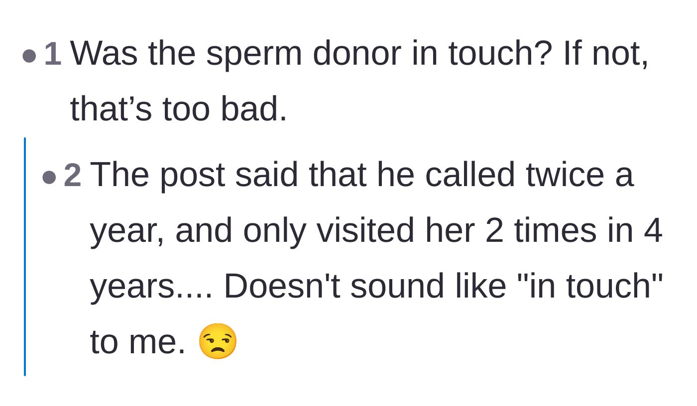 Comment thread 6 - Scrutiny over the father's minimal effort to maintain meaningful contact with his child.