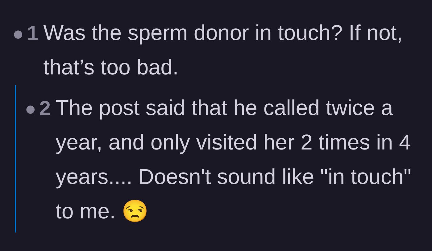 Comment thread 6 - Scrutiny over the father's minimal effort to maintain meaningful contact with his child.