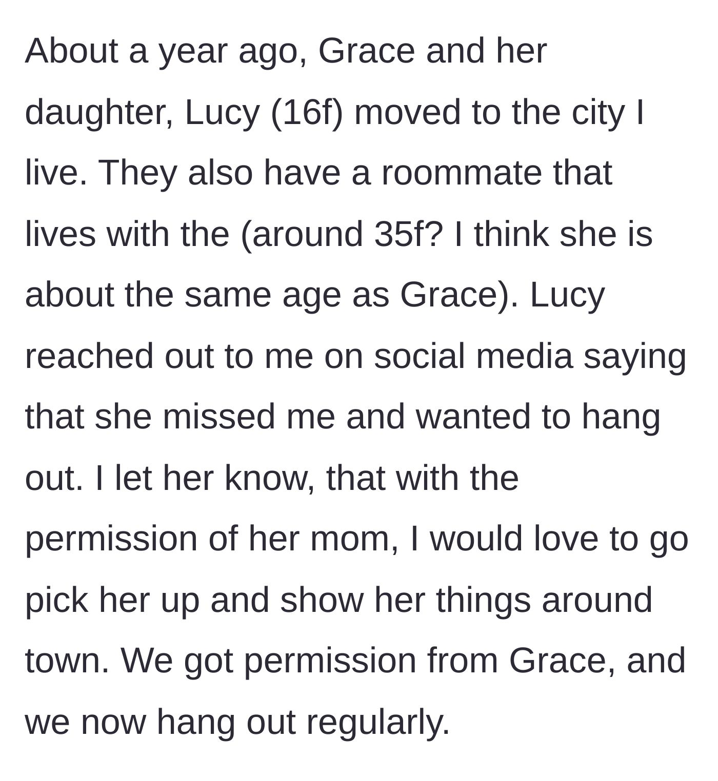 Story part 2 - The 16-year-old niece reaching out on social media to reconnect with her aunt after moving to her city.