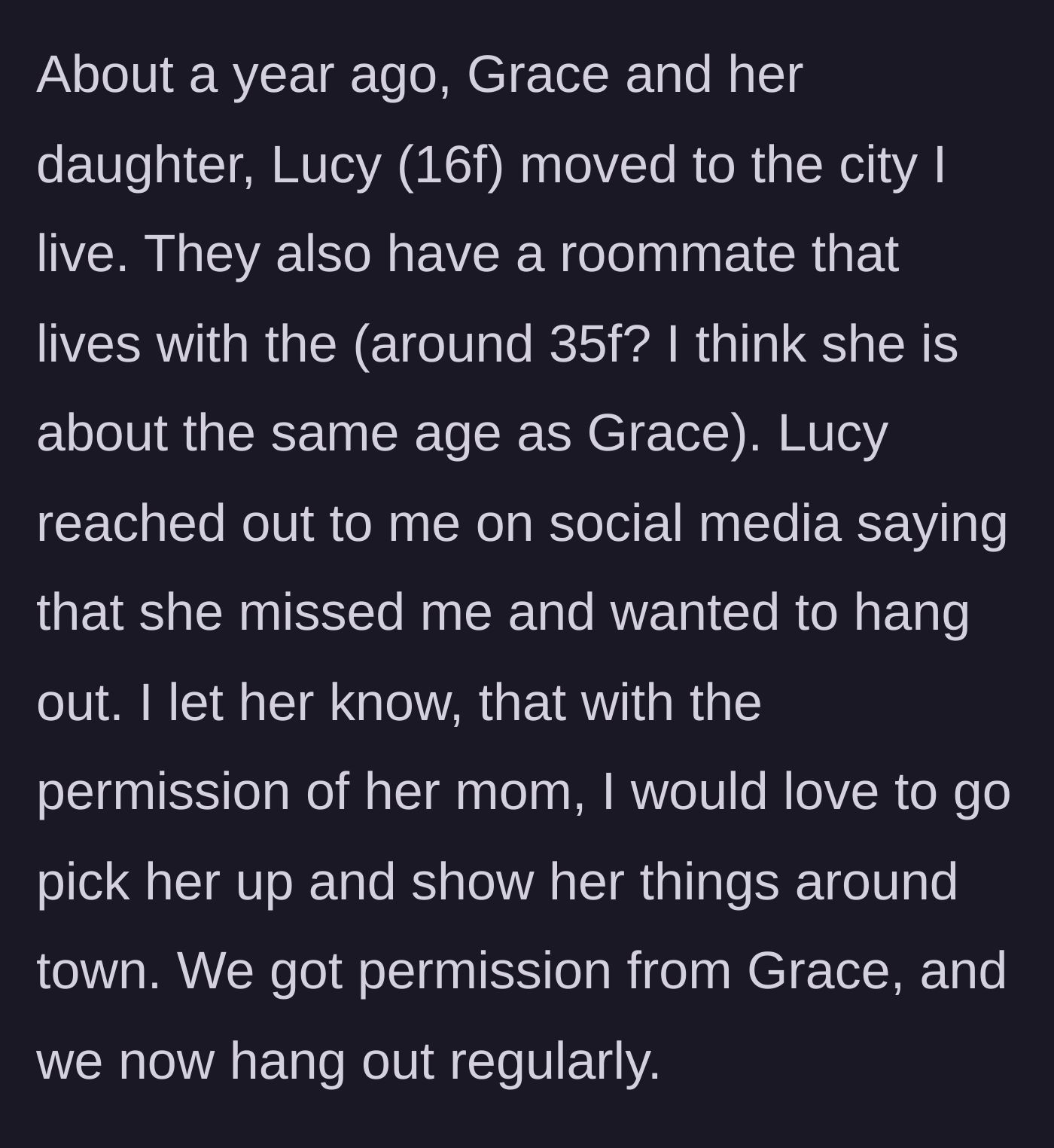 Story part 2 - The 16-year-old niece reaching out on social media to reconnect with her aunt after moving to her city.
