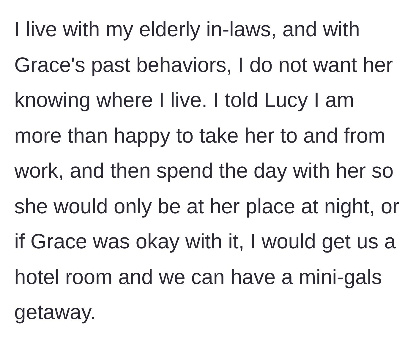 Story part 5 - The aunt offering a hotel getaway to protect her elderly in-laws' home address from her estranged sister.