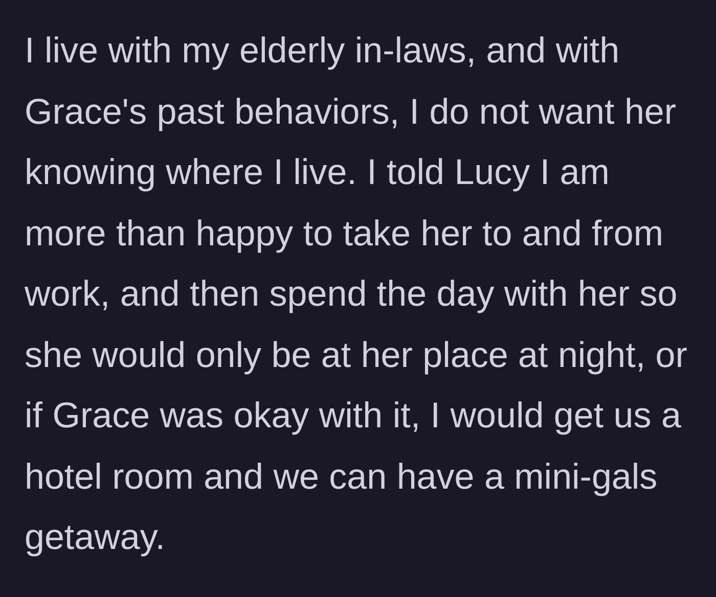 Story part 5 - The aunt offering a hotel getaway to protect her elderly in-laws' home address from her estranged sister.