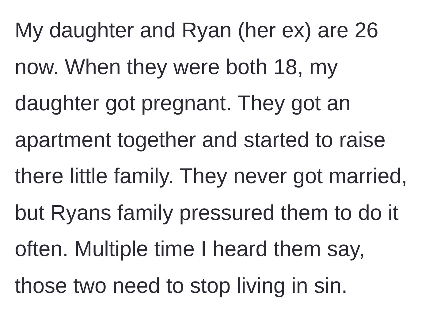 Story part 1 - Teenage pregnancy and early co-parenting struggles under pressure from religious in-laws.