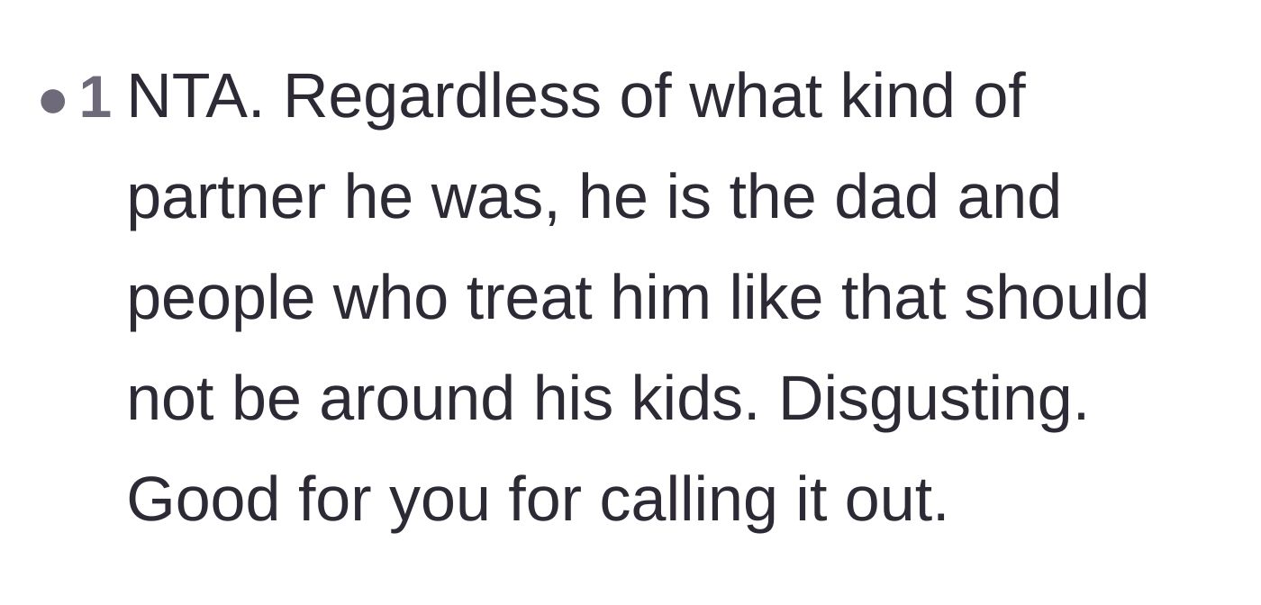 Comment thread 4 - Validating the grandmother's decision to protect the father from his abusive family regardless of his past mistakes.