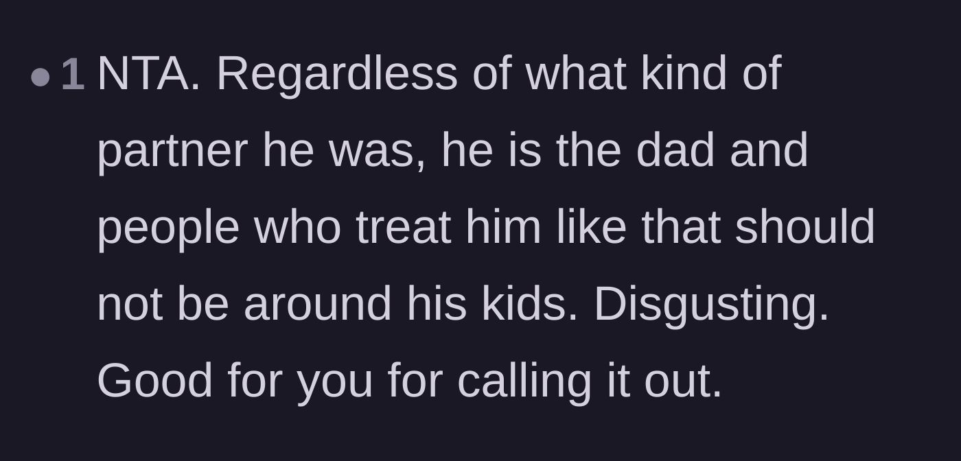 Comment thread 4 - Validating the grandmother's decision to protect the father from his abusive family regardless of his past mistakes.
