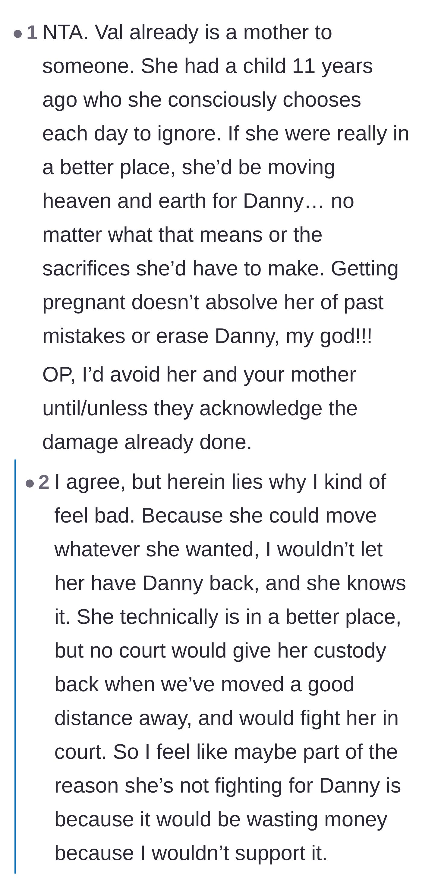 Comment thread 2 - A user insists the sister should be fighting for her first child, prompting the aunt to admit she would never give him back anyway.