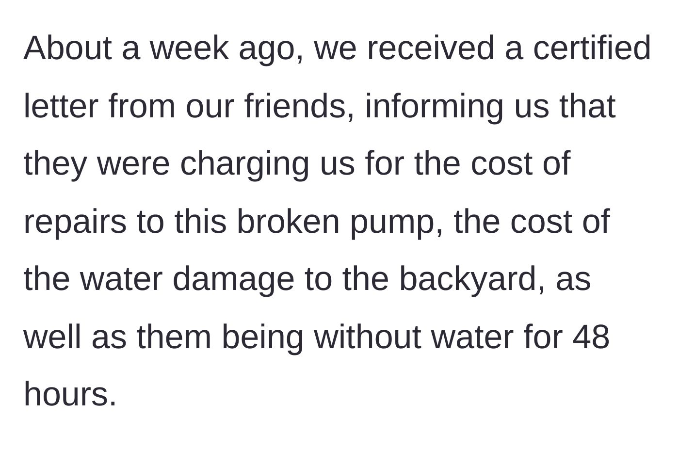 Story part 4 - A formal certified letter demanding payment for broken property.