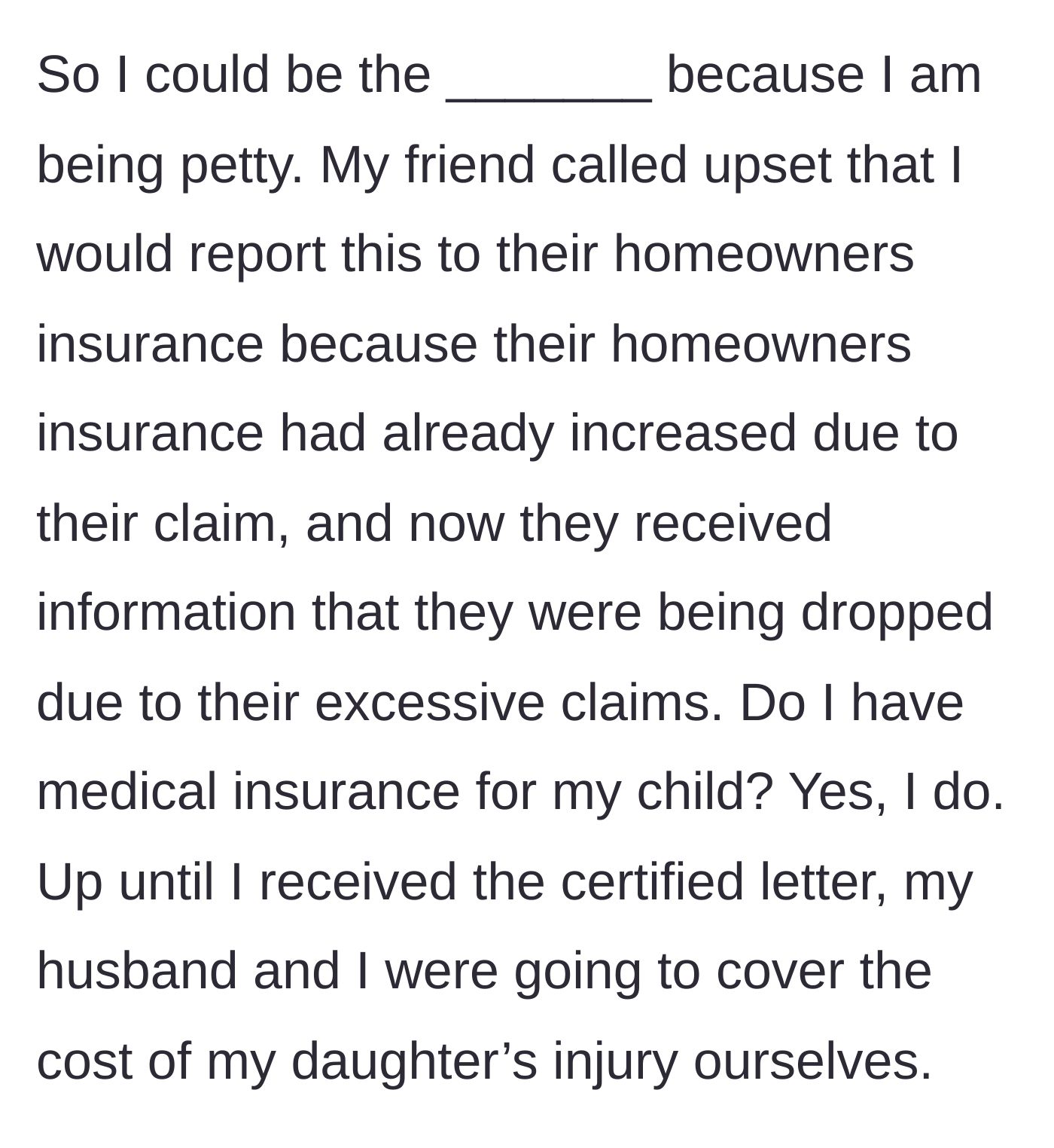 Story part 6 - A homeowner angrily realizing their insurance policy has been canceled.
