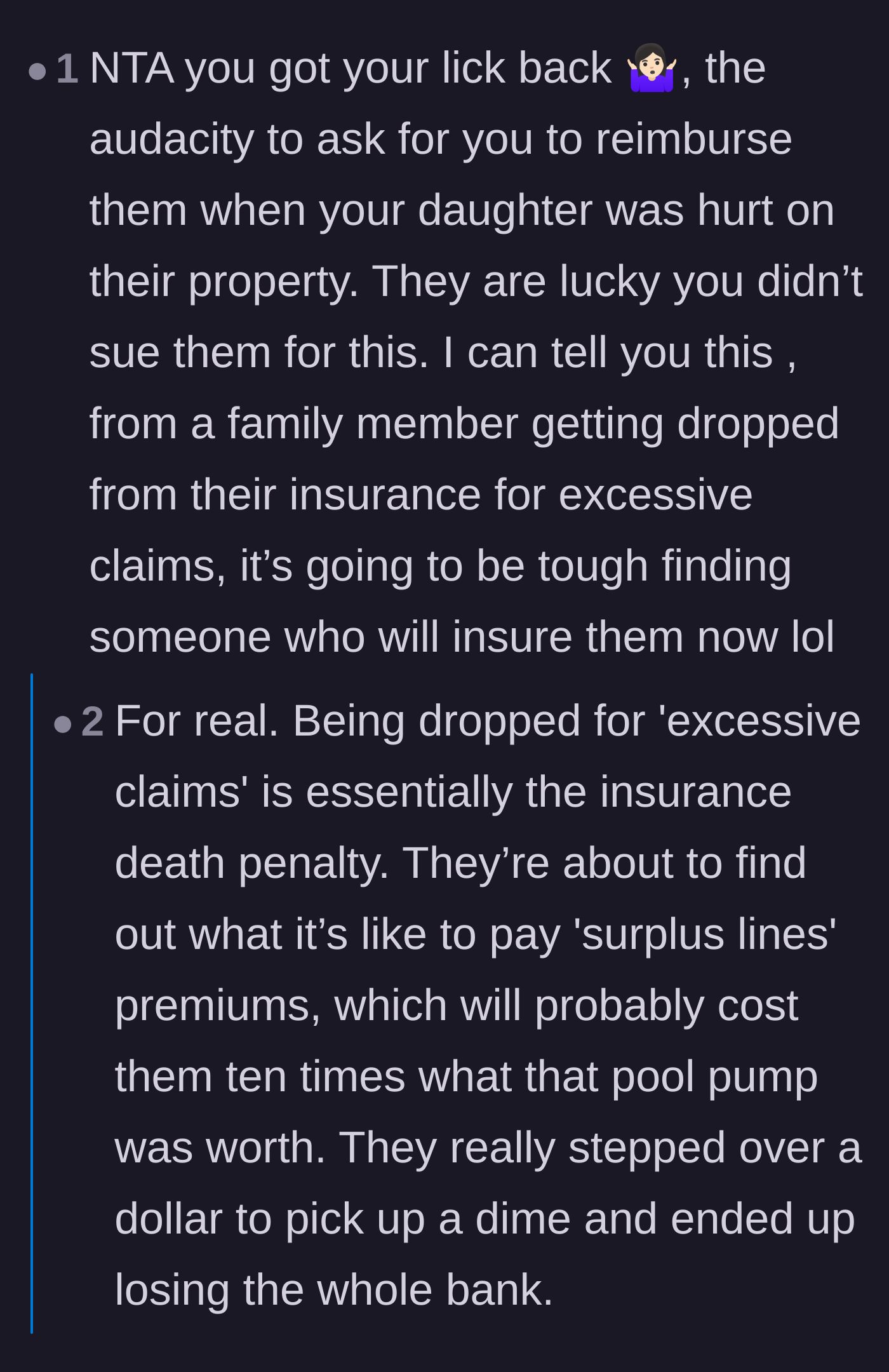 Comment thread 6 - Examining the severe, long-term financial consequences of being dropped by a homeowner's insurance provider.