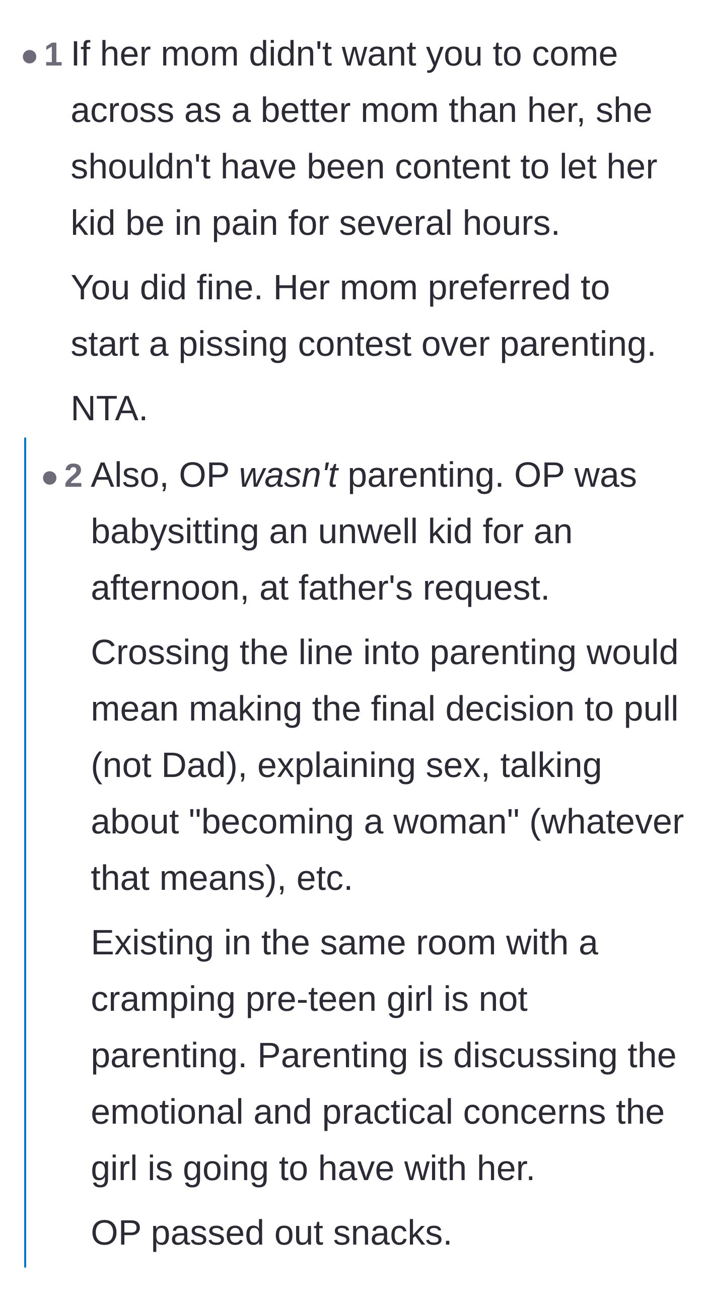 Comment thread 2 - Readers pointing out the irony of the biological mother starting a petty parenting competition