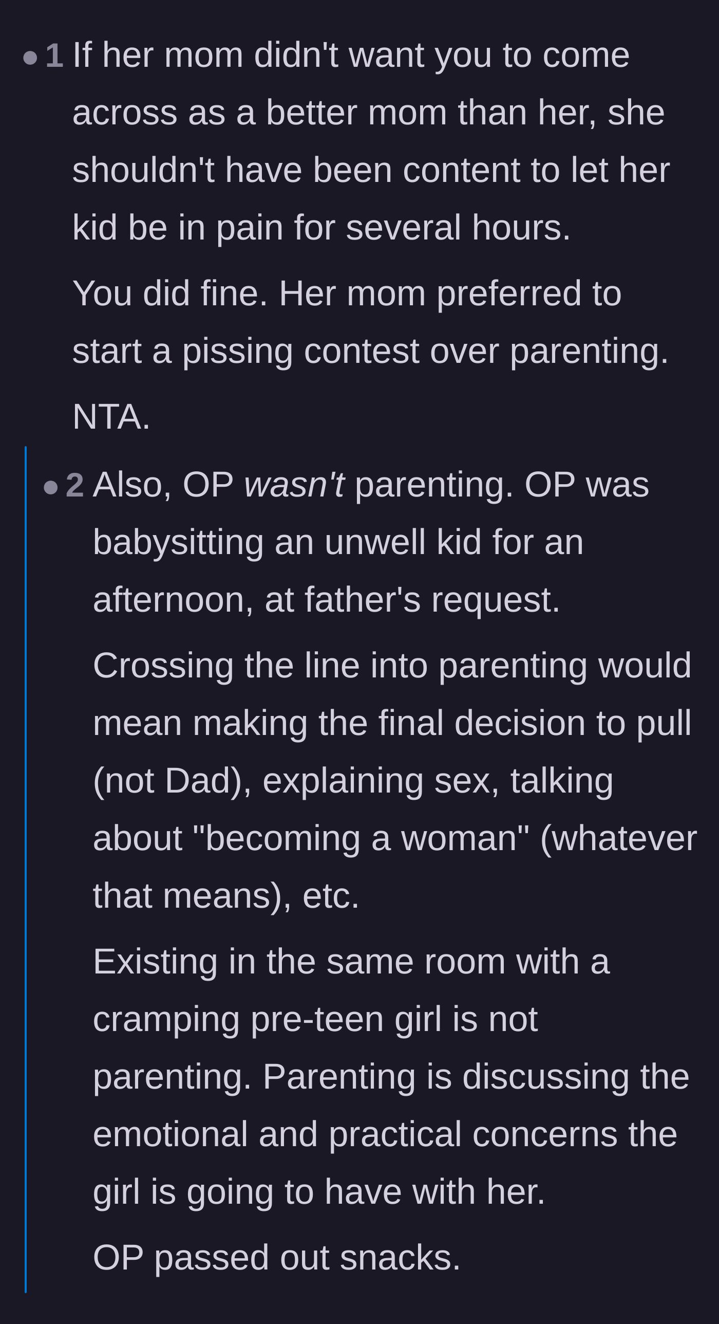 Comment thread 2 - Readers pointing out the irony of the biological mother starting a petty parenting competition
