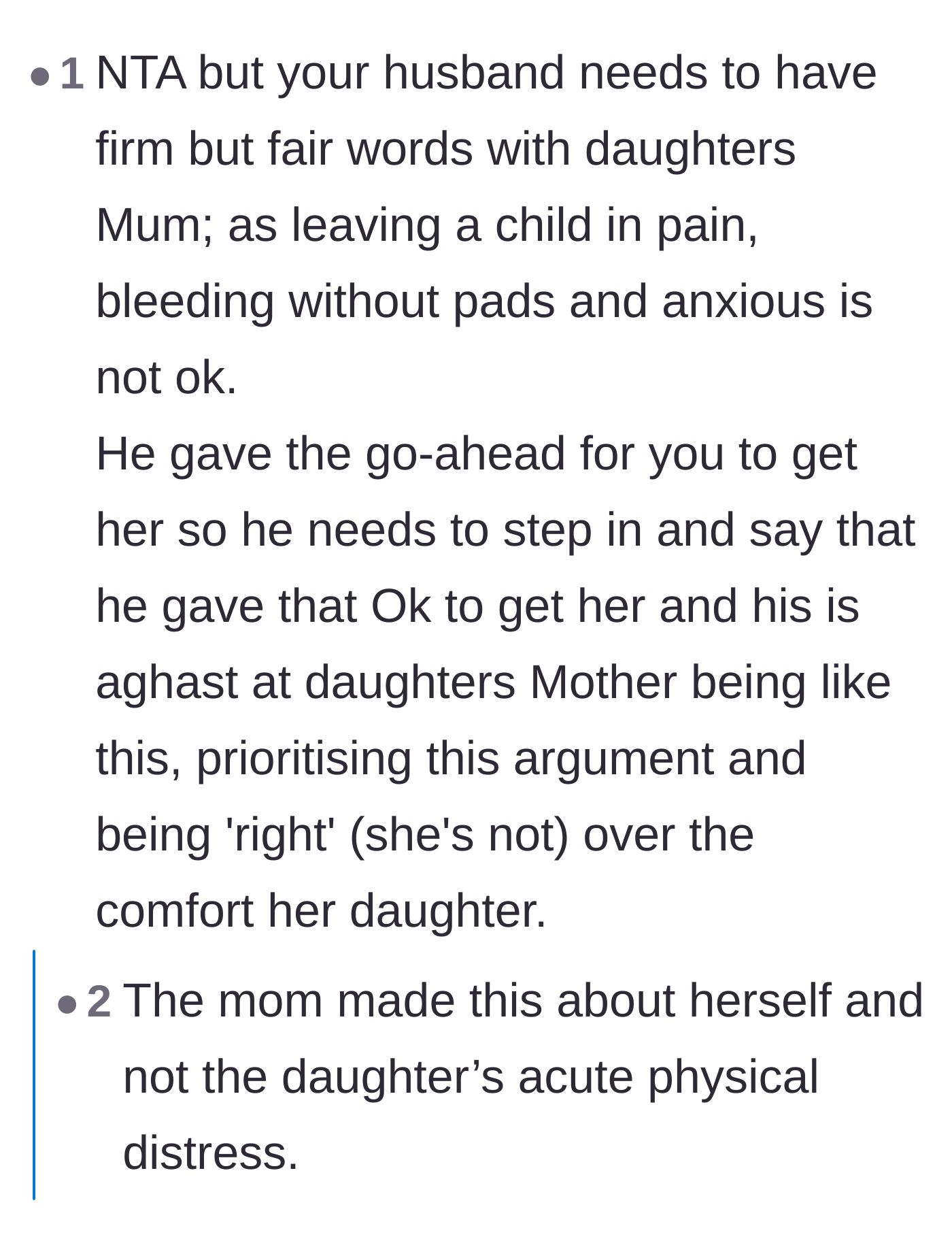 Comment thread 6 - Agreement that the biological mother selfishly made a scary medical moment entirely about herself