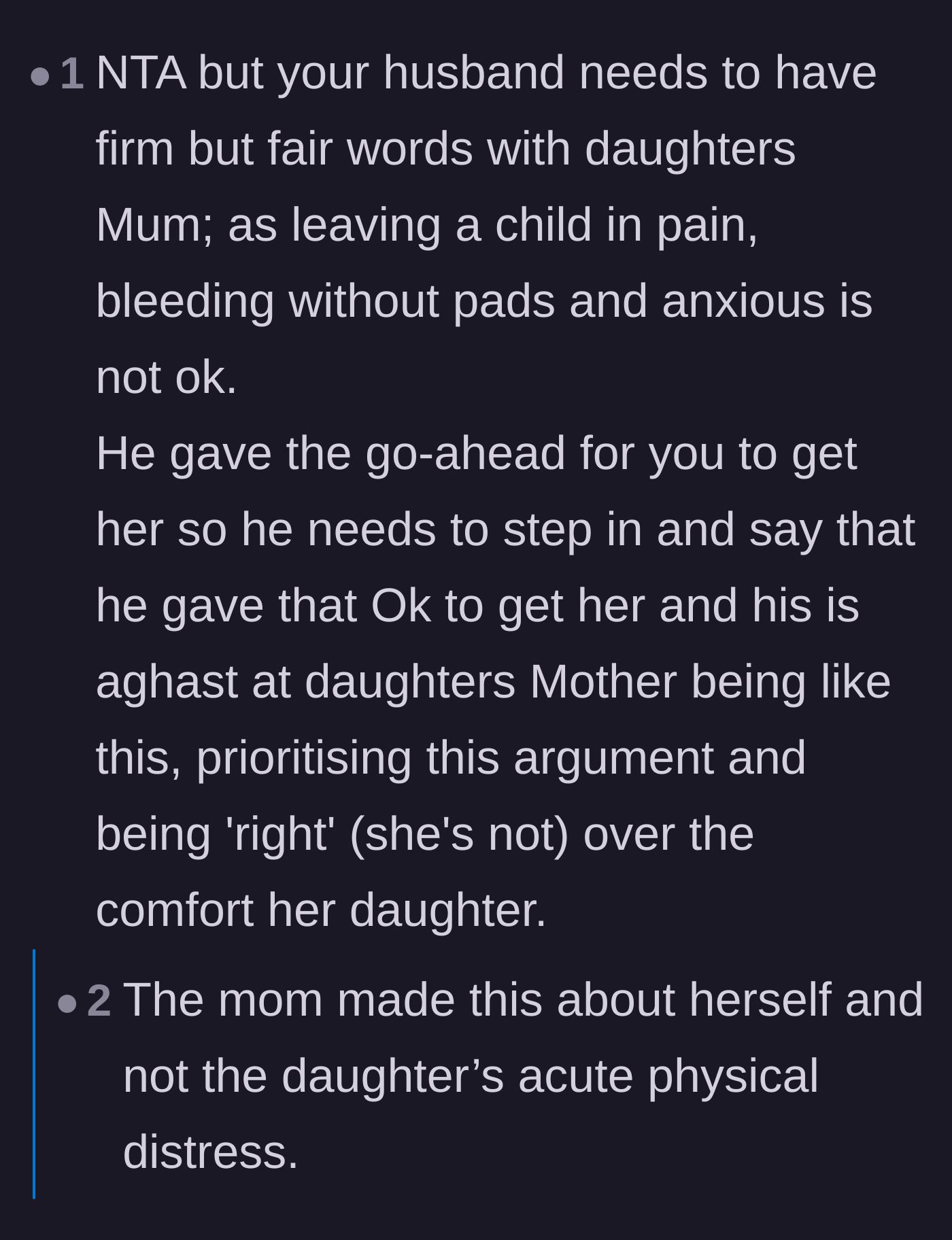 Comment thread 6 - Agreement that the biological mother selfishly made a scary medical moment entirely about herself
