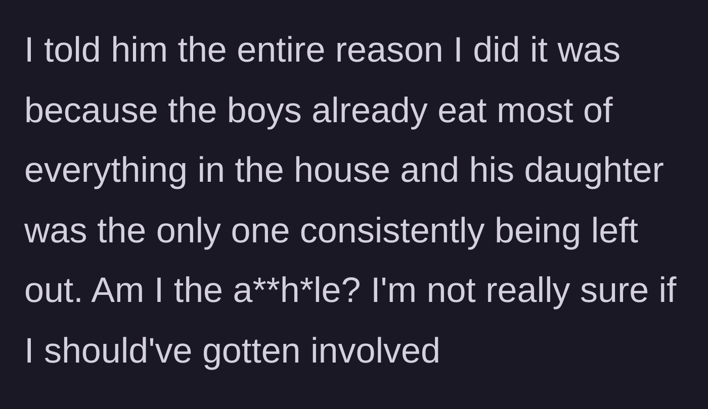 Story part 7 - The uncle defends his actions by pointing out the niece was being left out and asks if he was wrong to get involved.