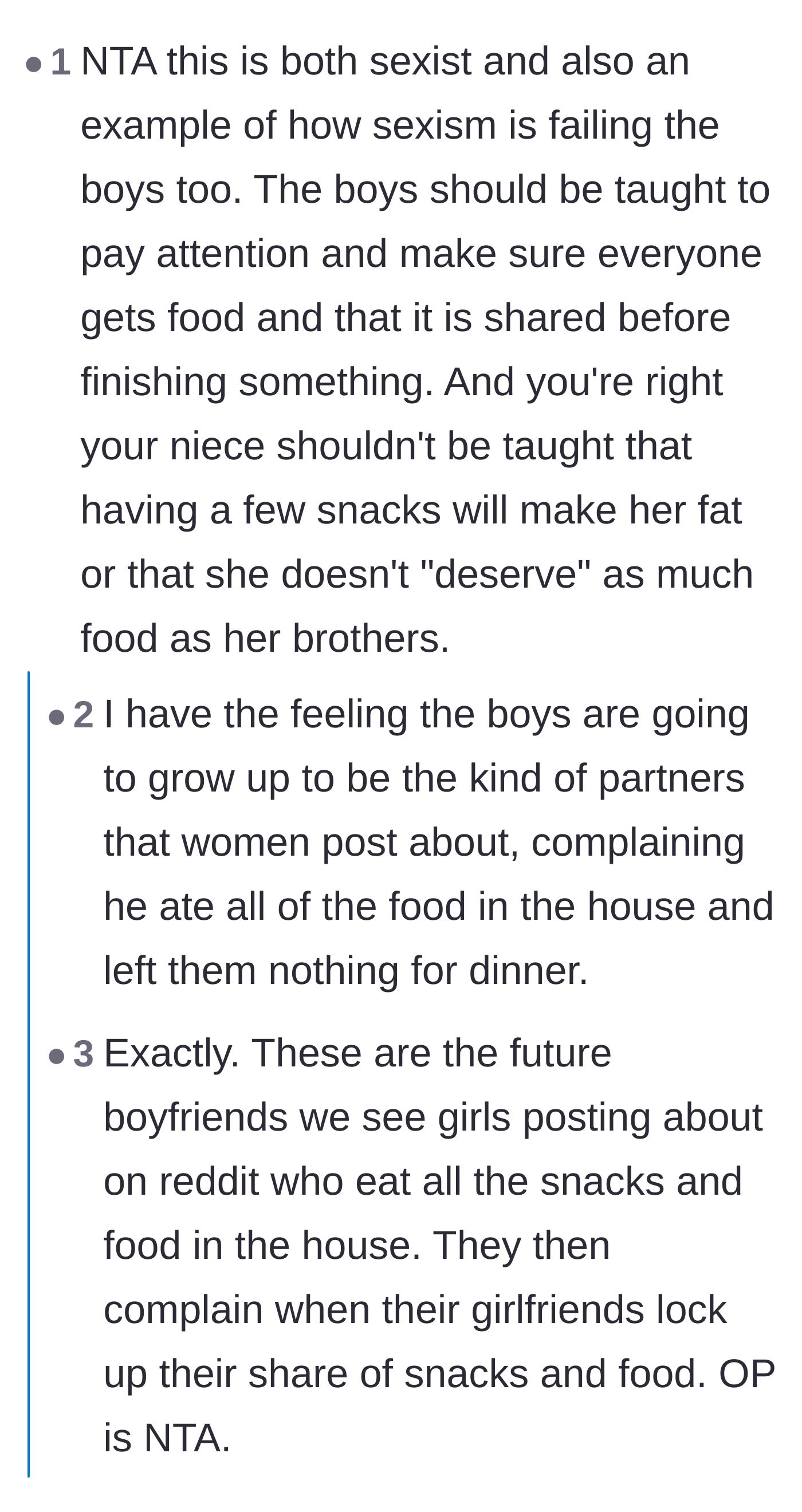 Comment thread 2 - A discussion on how the parents' enabling behavior is setting the boys up to be selfish romantic partners.