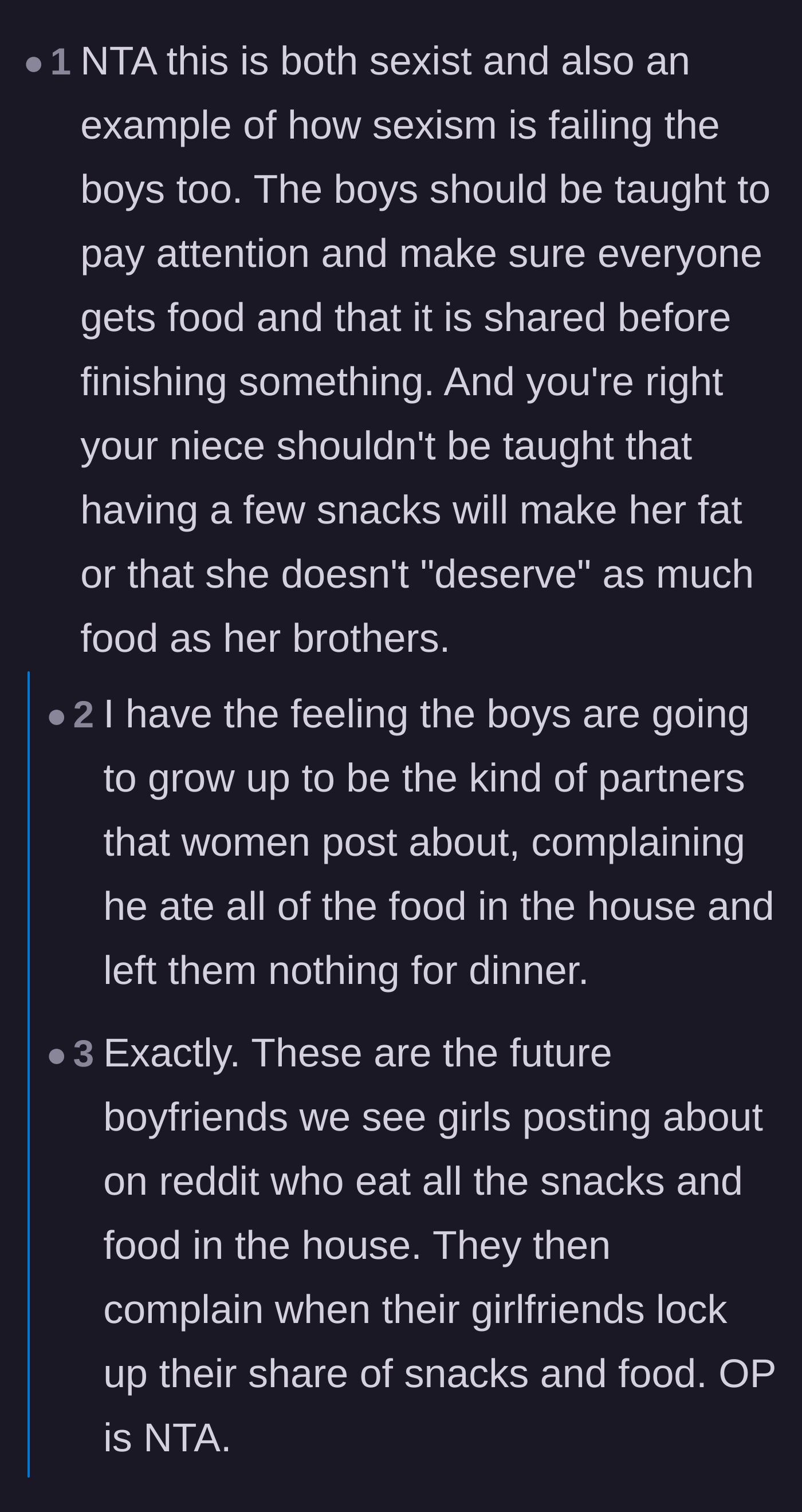 Comment thread 2 - A discussion on how the parents' enabling behavior is setting the boys up to be selfish romantic partners.