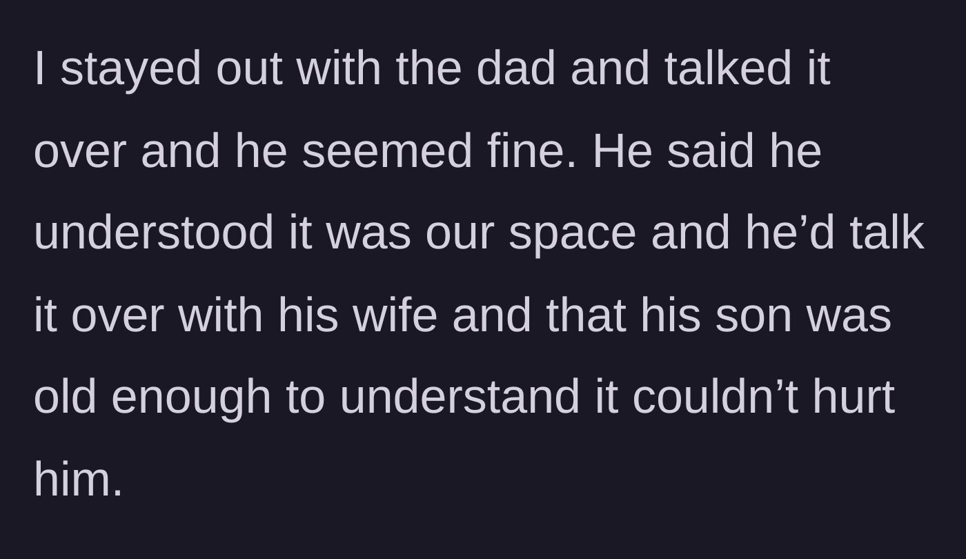 Story part 5 - The father plays peacekeeper and agrees the child can learn not to be afraid.